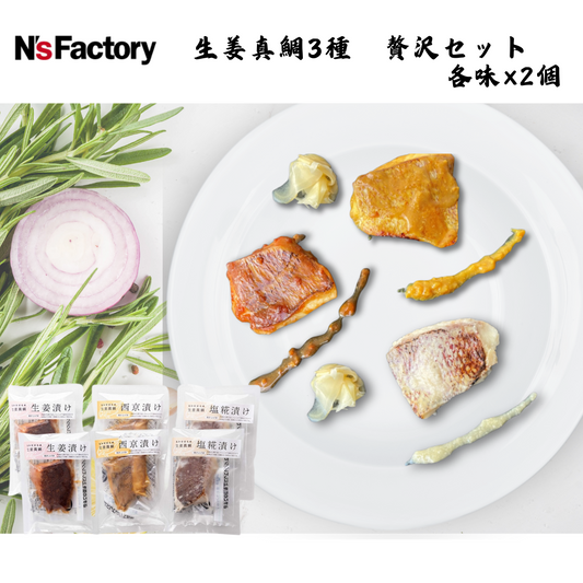【高知】N`sファクトリー　生姜真鯛3種　贅沢セット  各味×2個