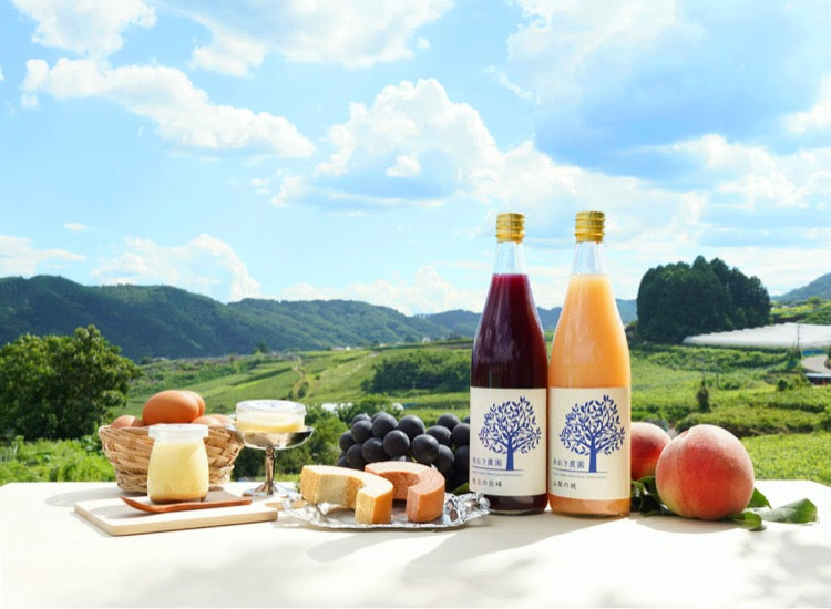 【山梨】あおき農園　巨峰＆桃ジュースの2種セット　（720ml大瓶タイプ）